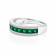 Emerald Coloured Half Band Ring