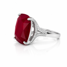 Ruby Coloured Cushion Cut Ring