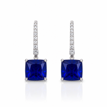 Sapphire Coloured Cushion Cut Earring