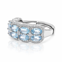 Aquamarine Coloured Half Band Ring