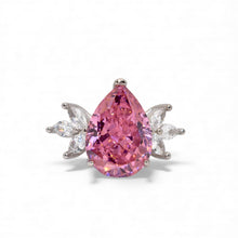 Ice Stone Pink Coloured Pear Shape Ring