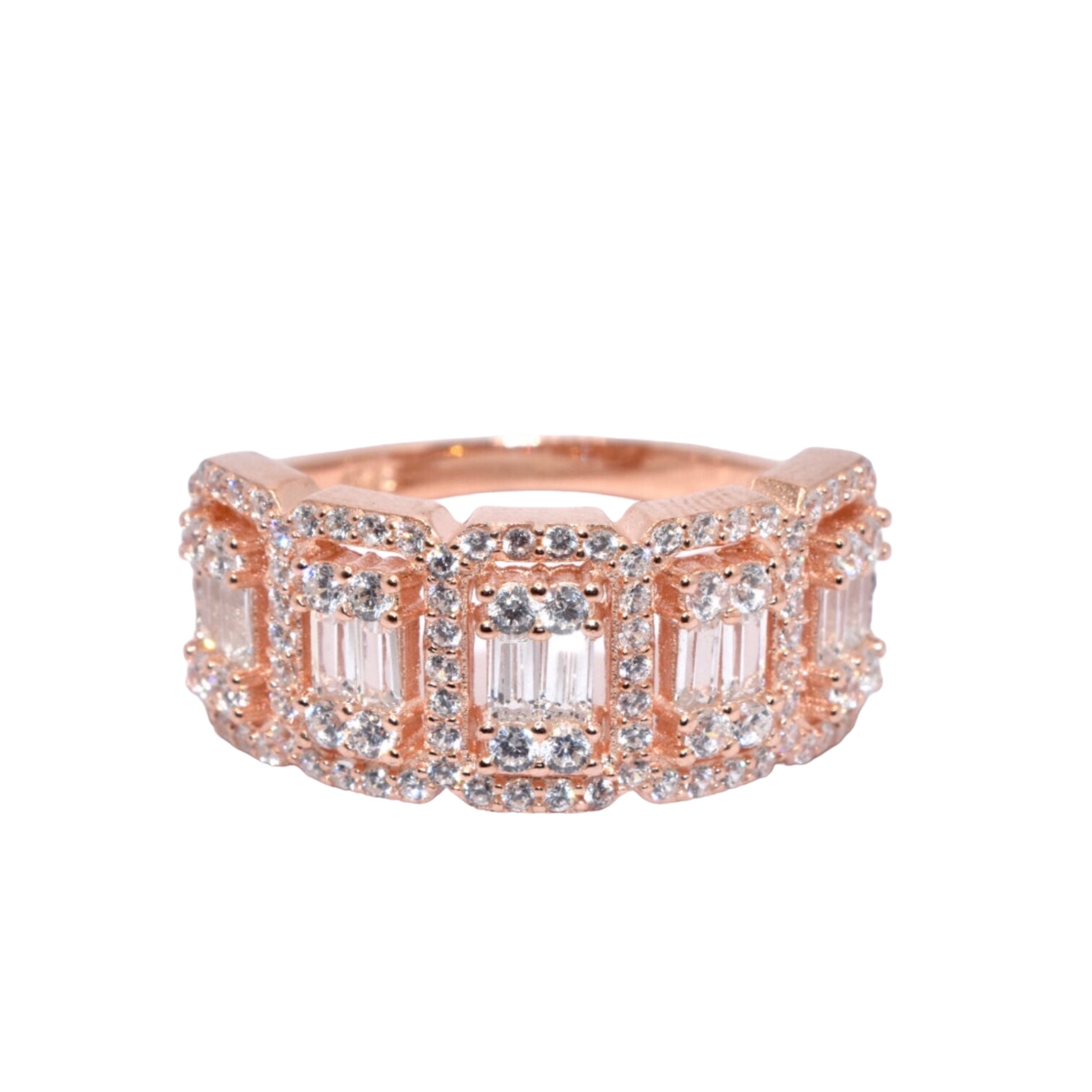 Rose Gold Emerald Baguette Ring