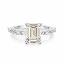 Yellow Coloured Emerald Cut Ring