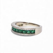 Emerald Coloured Half Band Ring