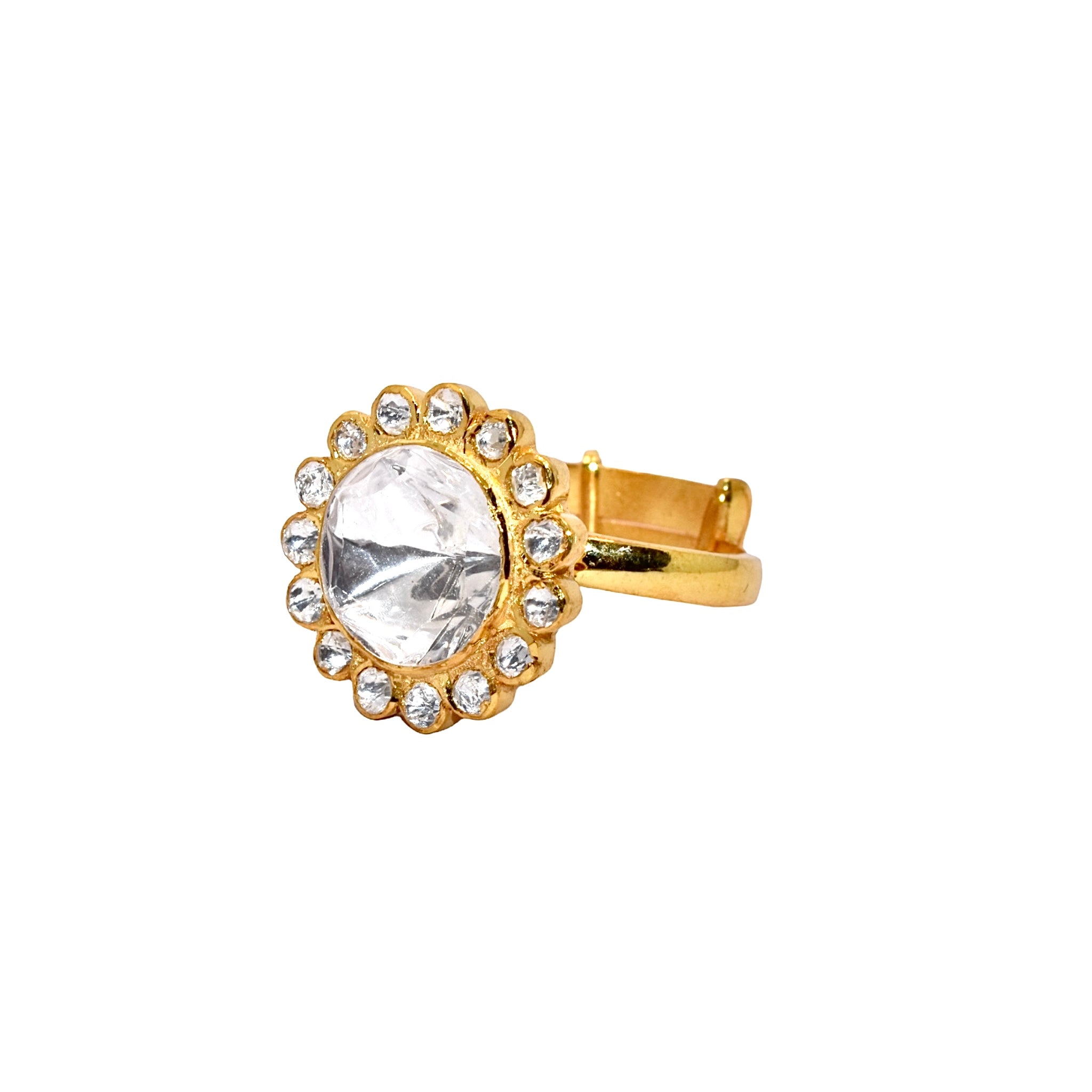 Adjustable  Moissanite Gold Plated Ring