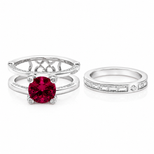 Solitaire Ruby Coloured Dual Set Ring