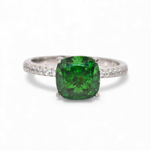 Ice Stone Emerald Coloured Cushion Cut Ring