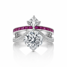 Cushion Cut Ruby Coloured Baguette Ring