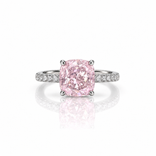 Pink Coloured Cushion Cut Ring
