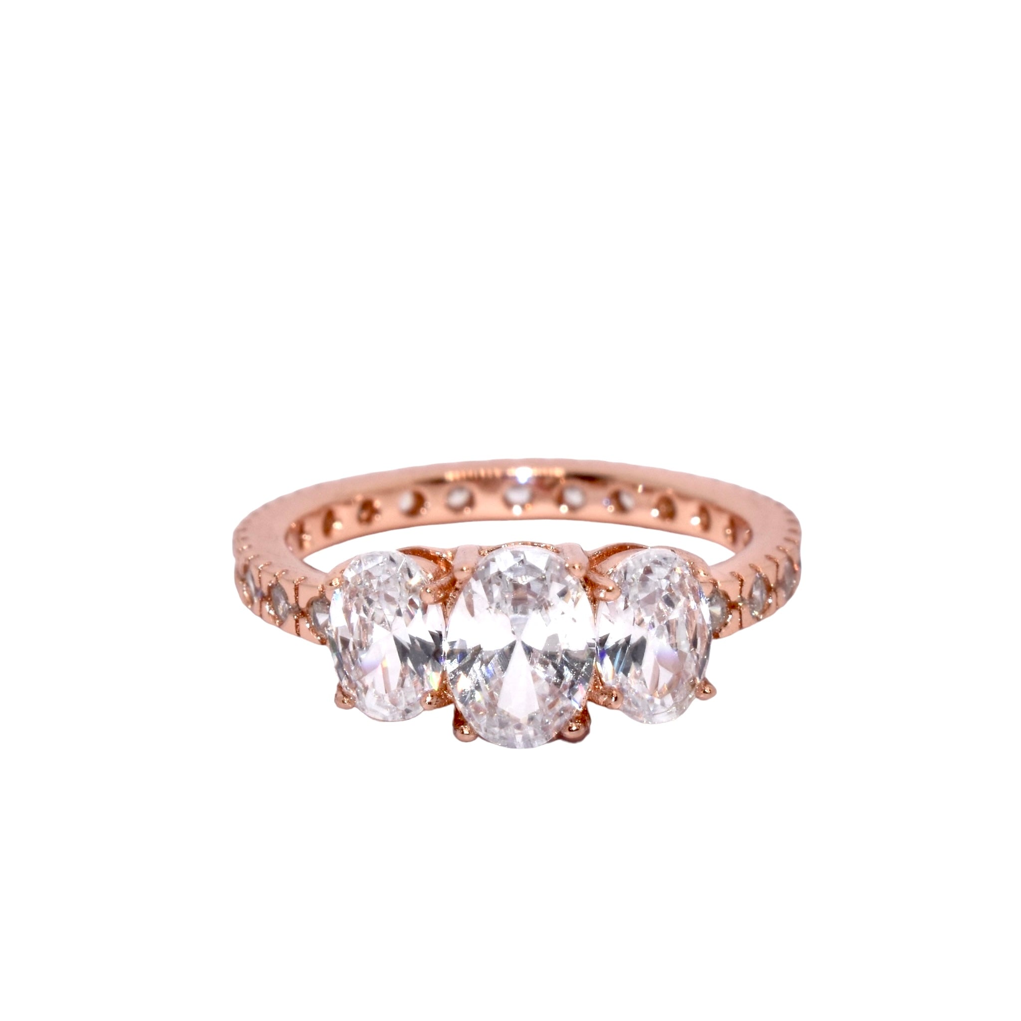 Rose Gold Triple Oval Shape Ring