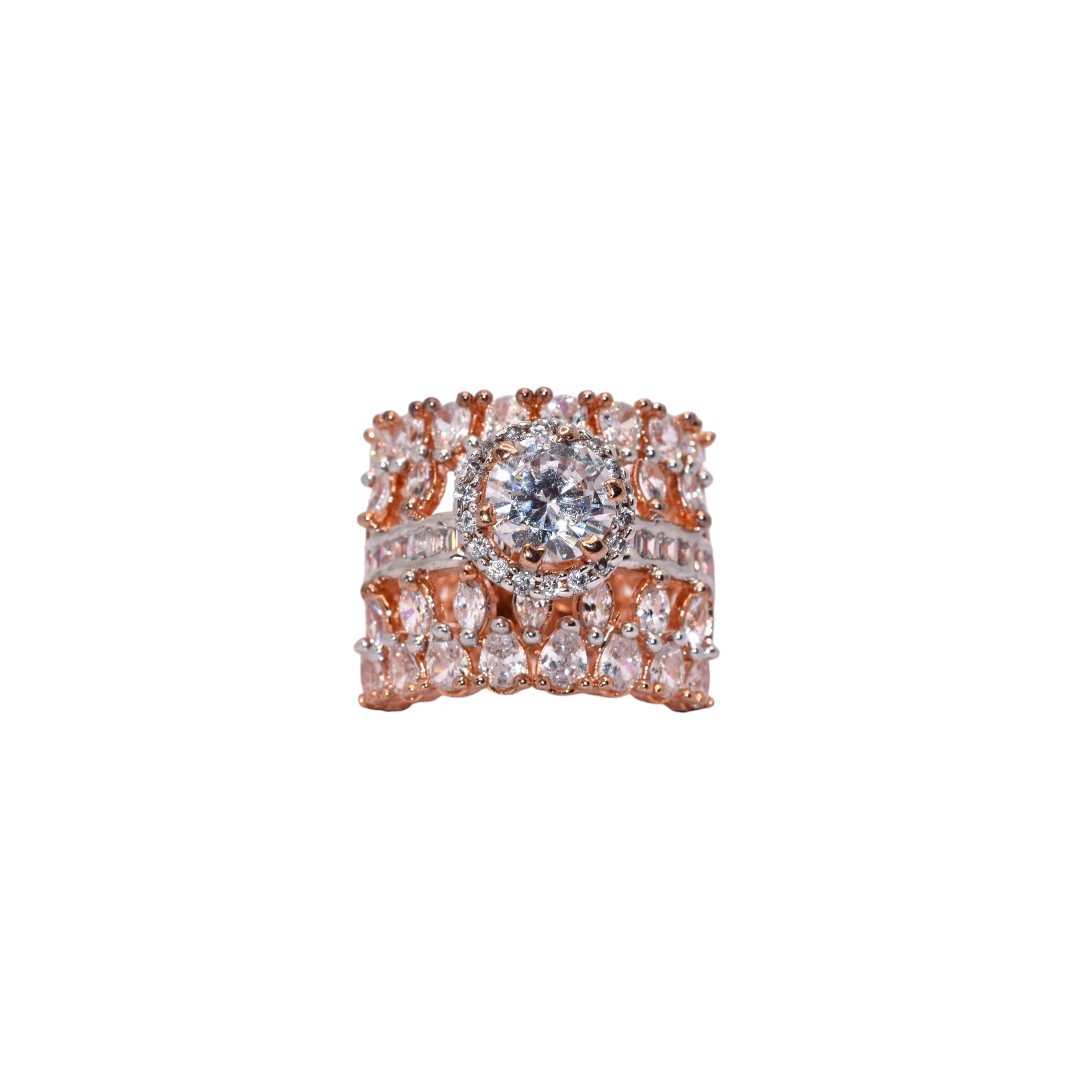 Rose Gold Halo Solitaire Cocktail Ring