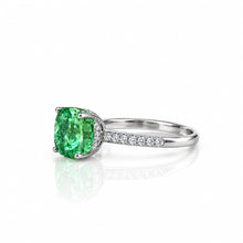 Light Emerald Coloured Cushion Cut Ring