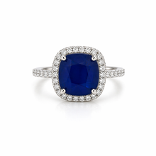 Sapphire Coloured Emerald Cut Ring