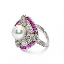 Ruby Coloured Pearl Cocktail Ring