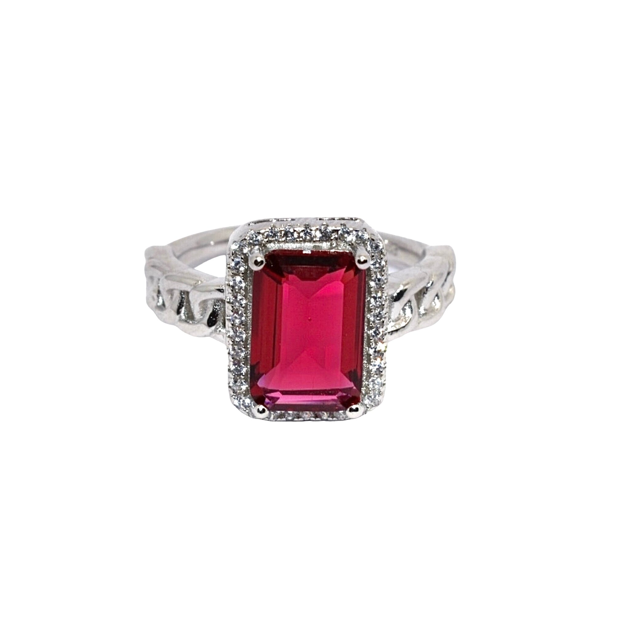 Halo Ruby Coloured Ring