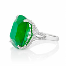 Emerald Coloured Cushion Cut Ring