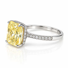Light Yellow Coloured Emerald Cut Ring