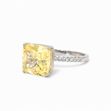 Ice Stone Yellow Coloured Cushion Cut Ring