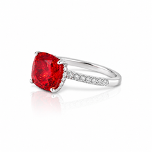 Ruby Coloured Ice Stone Cushion Cut Ring