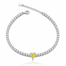 Yellow Coloured Heart Shape Tennis Bracelet