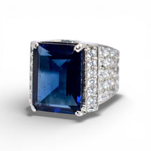 Sapphire Coloured Emerald Cut Cocktail Ring