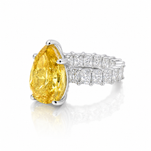 Yellow Coloured Ice Cut Pear Shape Ring