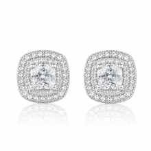 Dual Halo Cushion Cut Studs