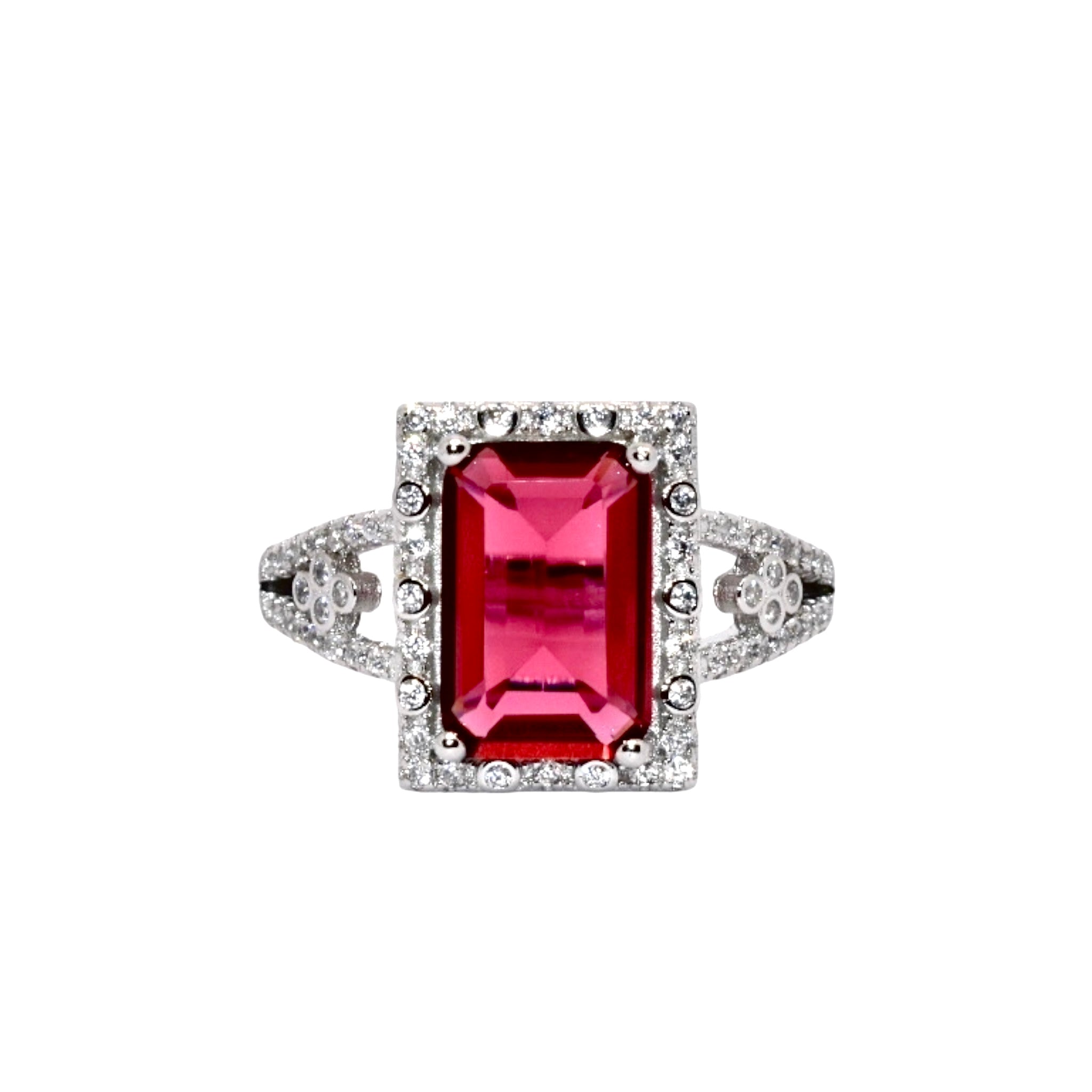 Halo Ruby Coloured Ring