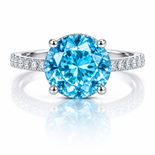Aquamarine Coloured Ice Stone Solitaire Ring