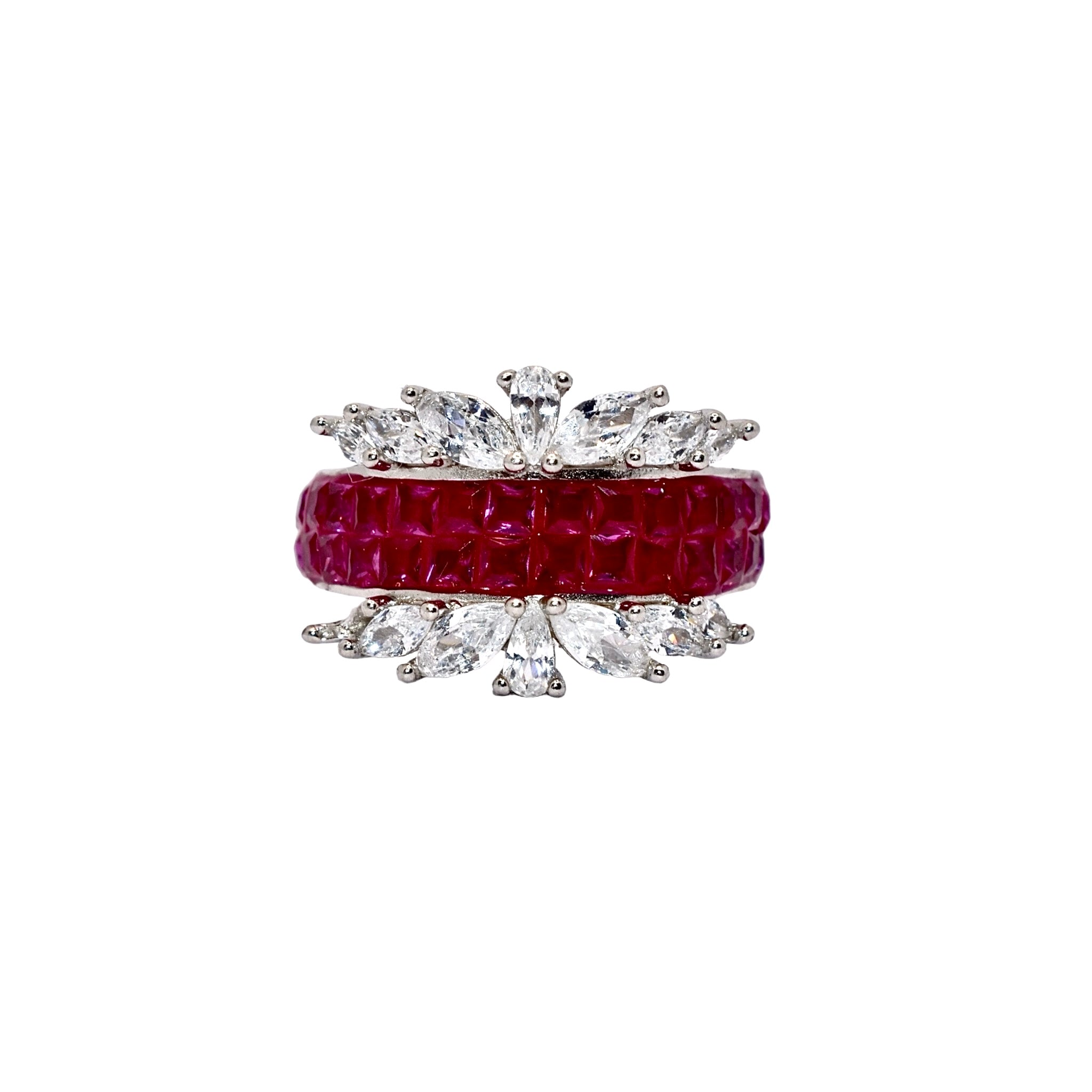 Ruby Coloured Marquise Ring