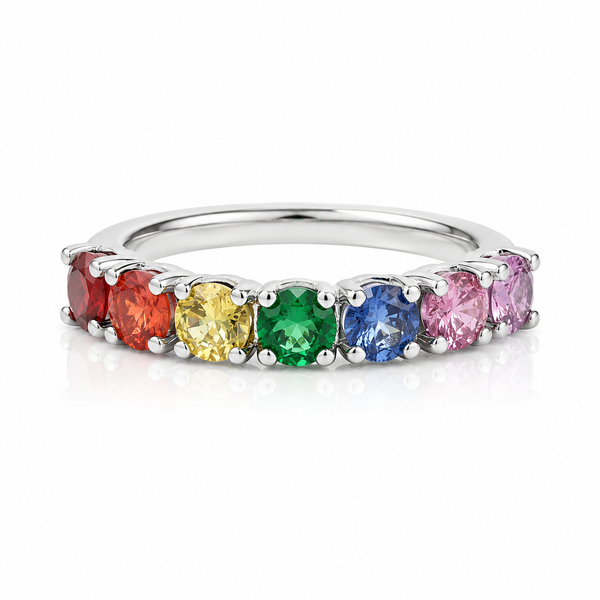 Coloured Solitaire Rings Multi Coloured Solitaire Ring – Silver Attractions
