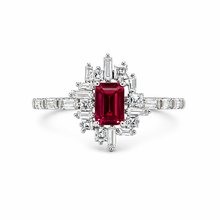 Ruby Coloured Emerald Cut Ring