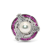 Ruby Coloured Pearl Cocktail Ring