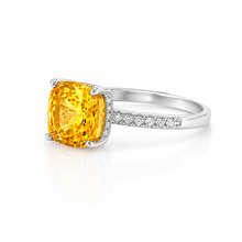Ice Stone Yellow Coloured Cushion Cut Ring