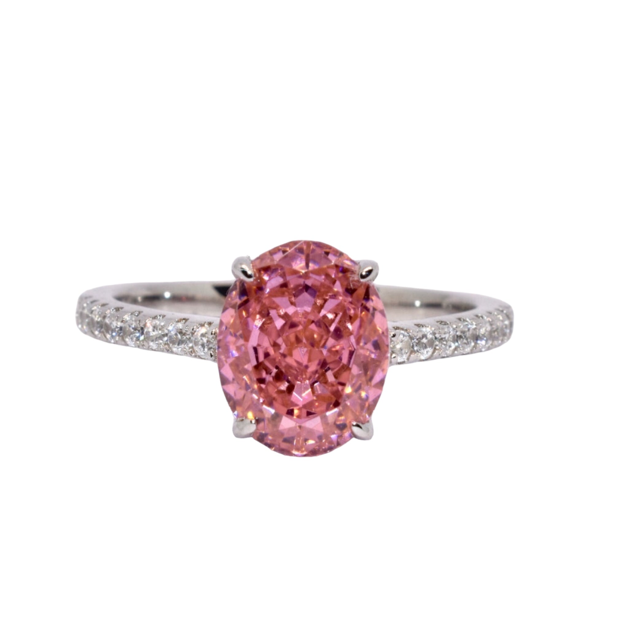 Morganite Pink Ice Cut Oval Shape Ring