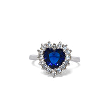 Sapphire Coloured Heart Shape Ring