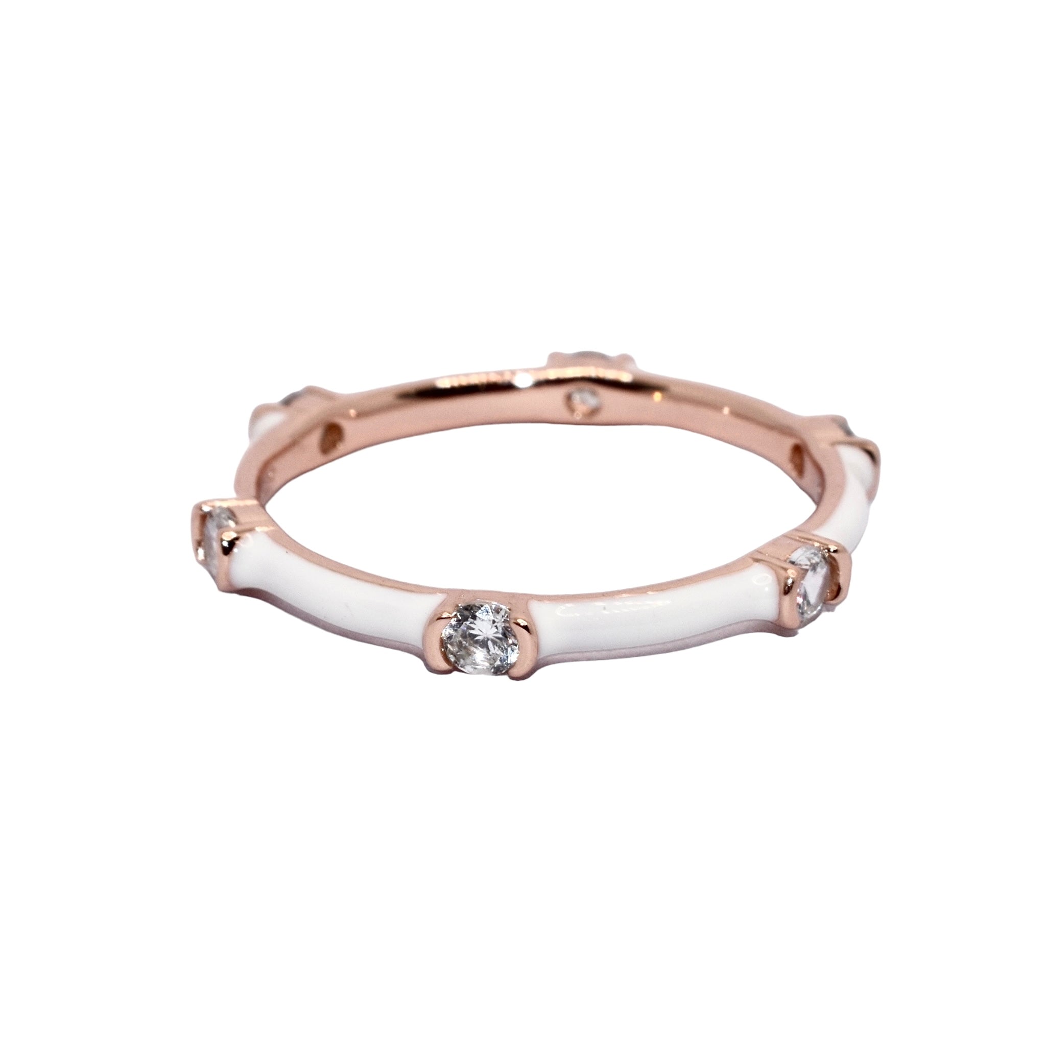 Rose Gold White Enamel Ring