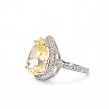 Ice Stone Yellow Coloured Pear Shape Ring