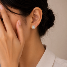 92.5 Silver Gold Plated Cushion Cut Studs