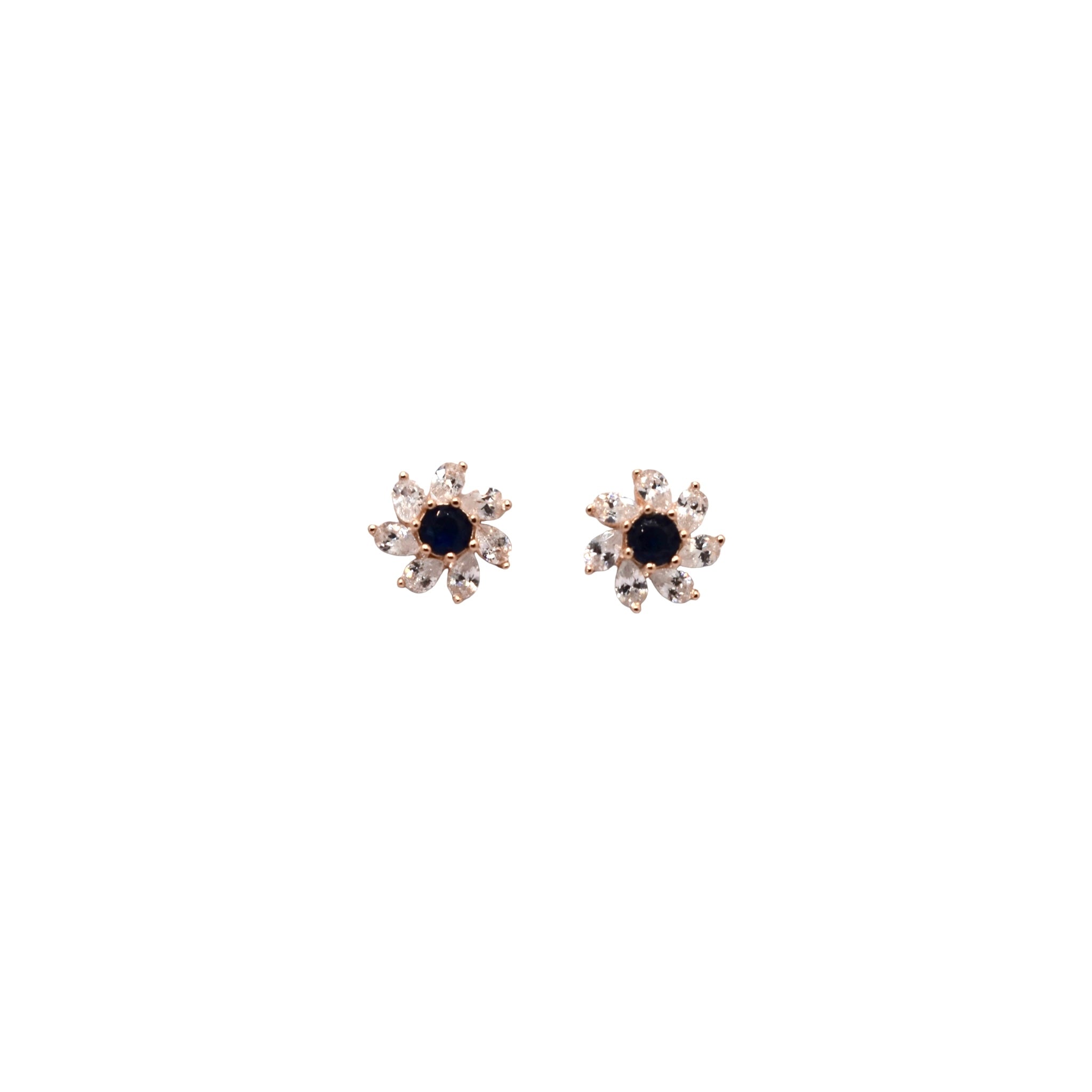 Rose Gold Flower Sapphire Studs