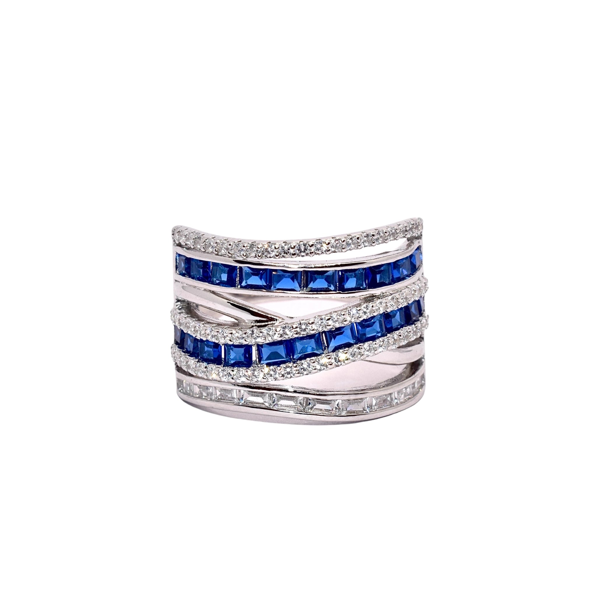 Sapphire Coloured Baguette Cocktail Ring