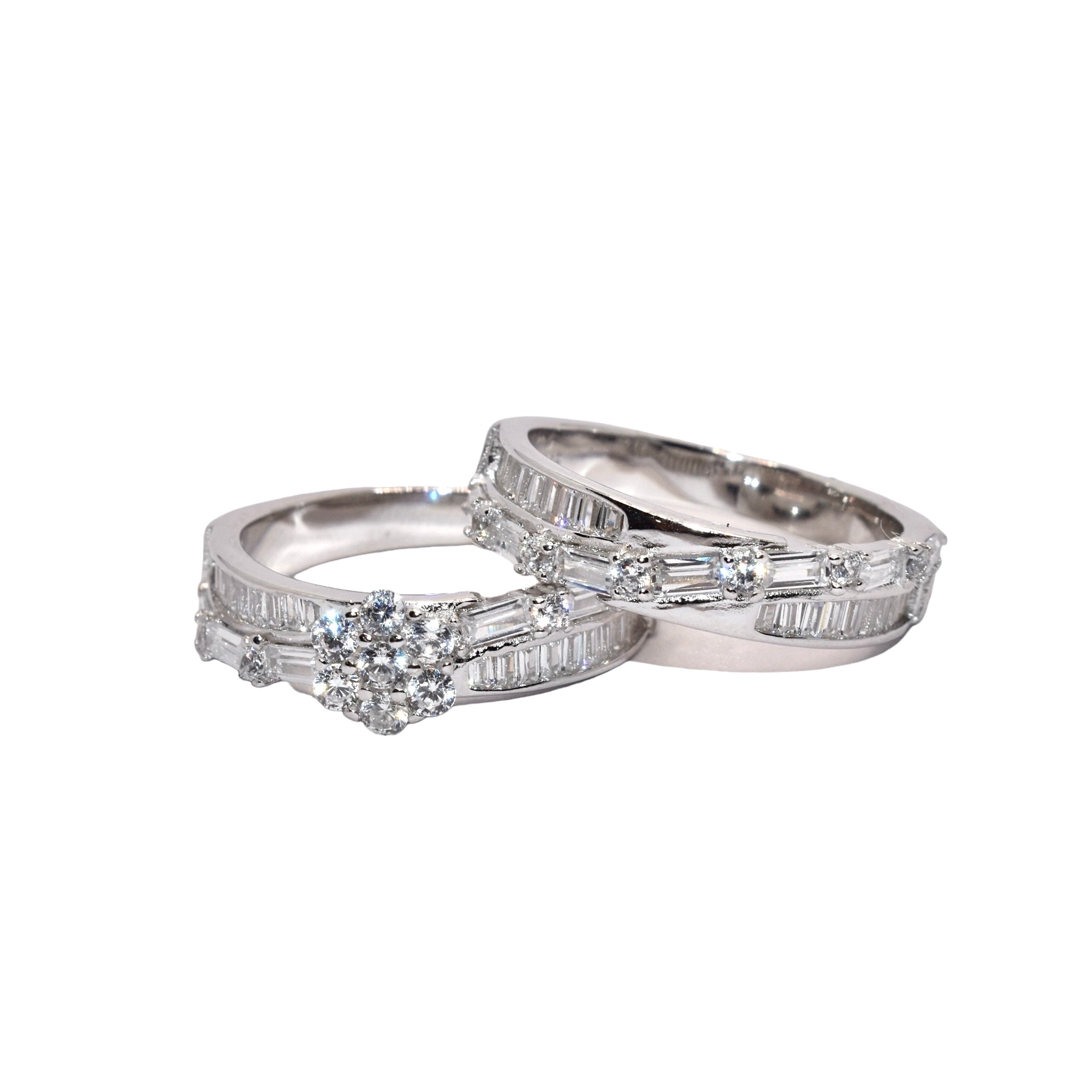 Halo Solitaire Baguette Dual Set Ring