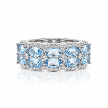Aquamarine Coloured Half Band Ring