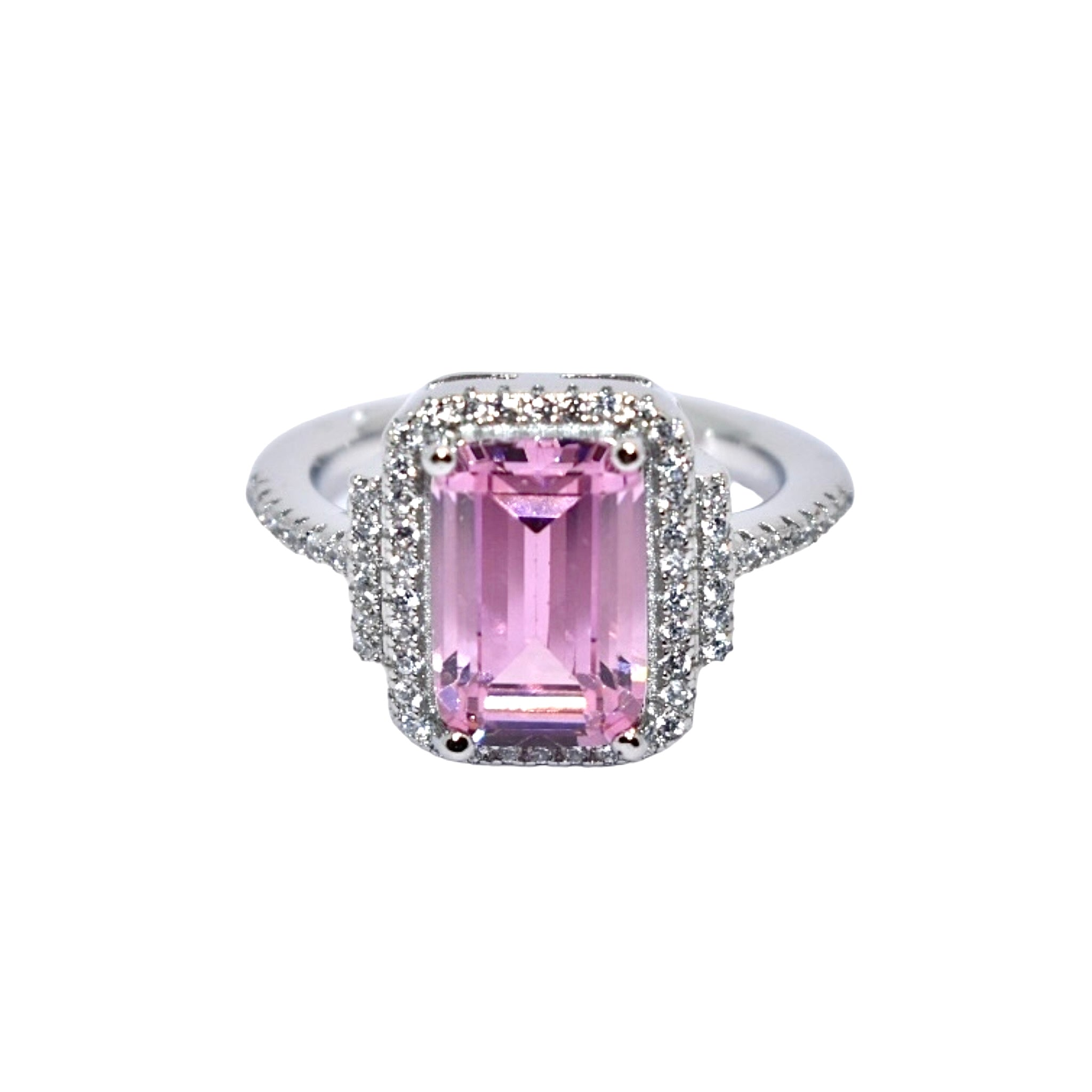 Halo Pink Coloured Ring