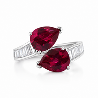 Ruby Coloured Dual Pear Ring