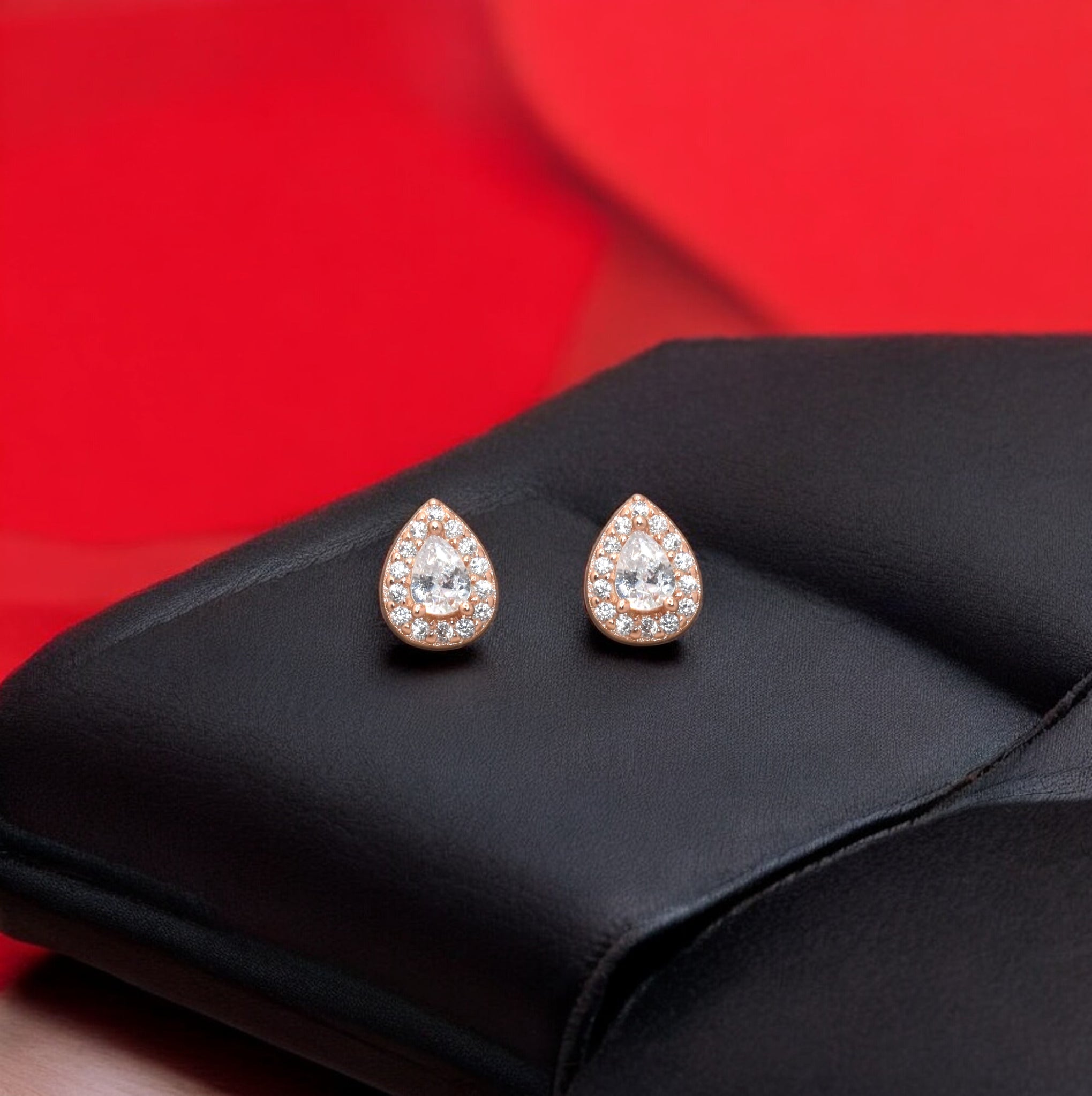 Rose Gold Pear Shape Studs