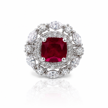 Ruby Coloured Cushion Cut Ring