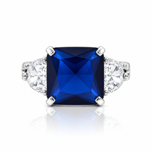 Sapphire Coloured Cushion Cut Ring
