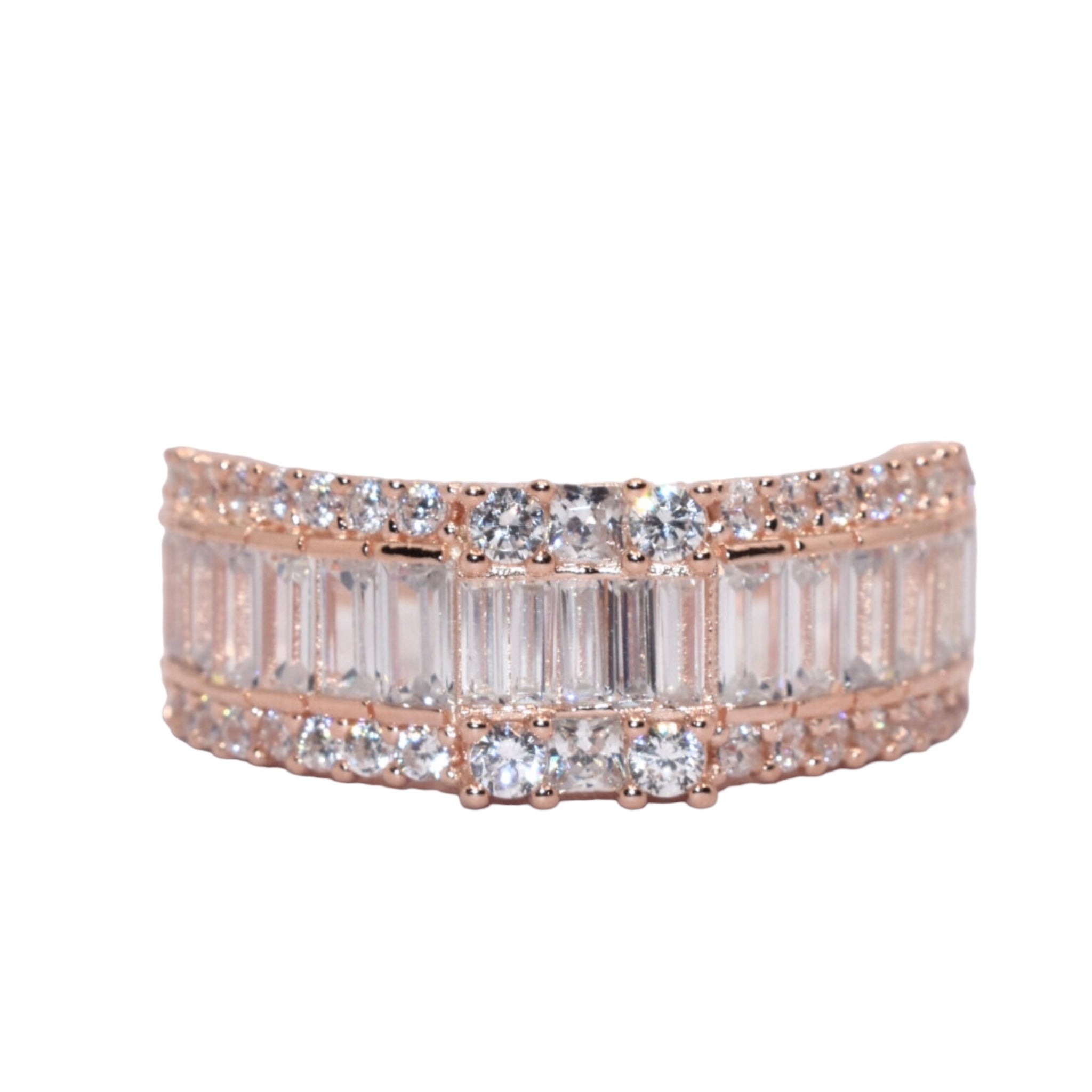 Rose Gold Emerald Baguette Ring