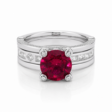 Solitaire Ruby Coloured Dual Set Ring